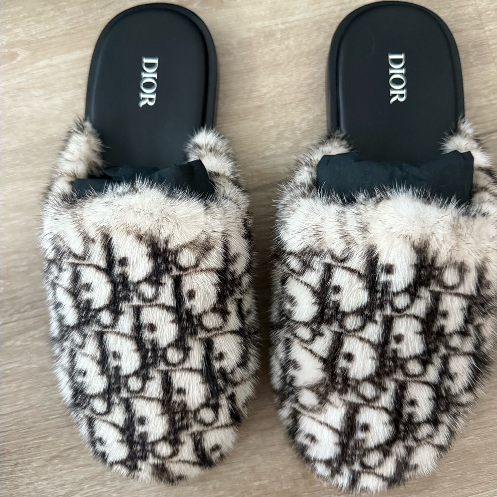 DIOR  Christian Dior Mink Fur Monogram Sandals